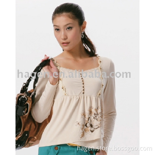 ladies' fashionable t-shirt with long sleeve